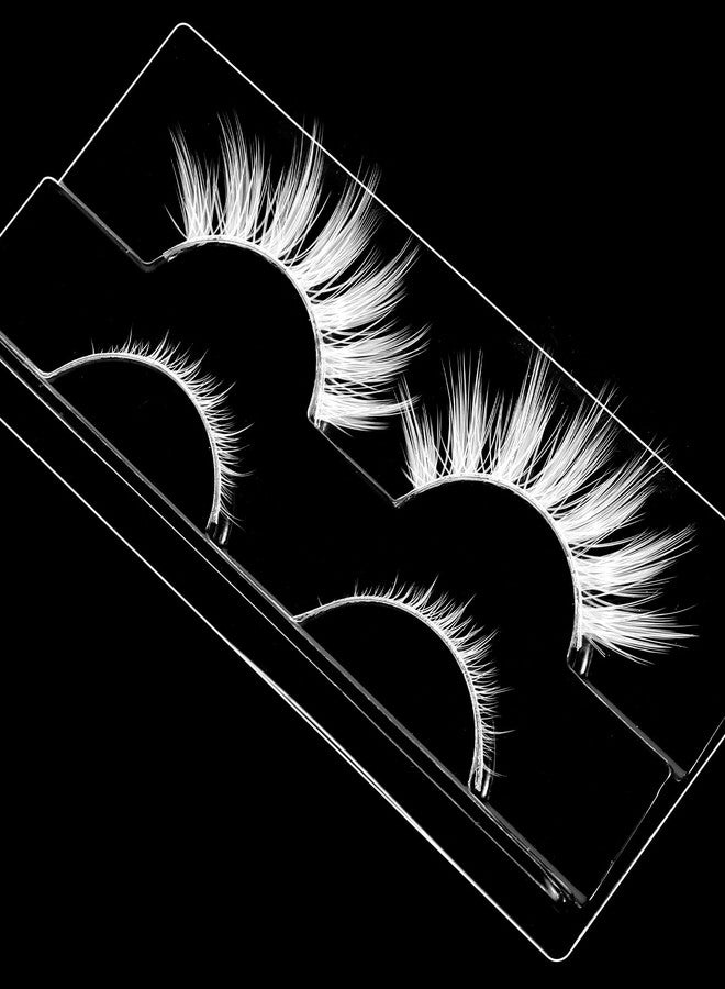 ValueBargain White Lashes, White Eyelashes for Christmas & Anime Events, Fluffy Manga Style False Eyelashes with Invisible Band, Japanese Style Makeup Accessories for Party & Photo Shoots - Image 1